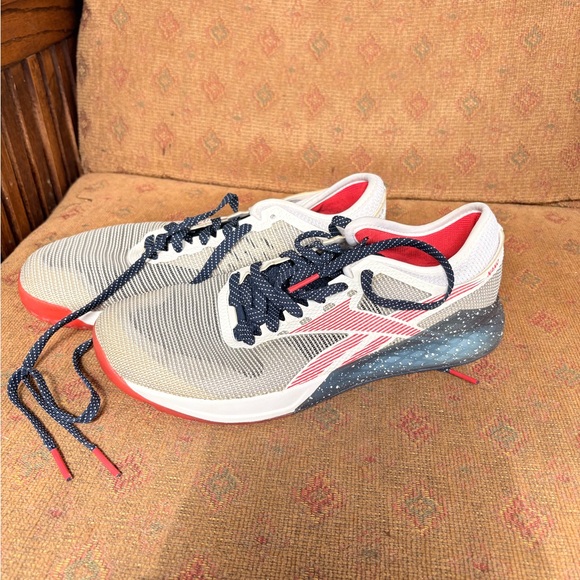Men’s Reebok CrossFit Nano 9 White, Red and Blue trainers size 9.5 - Picture 1 of 9